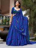 Elegant Navy Blue Printed Georgette Navratri Wear Lehenga Choli