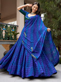 Elegant Navy Blue Printed Georgette Navratri Wear Lehenga Choli
