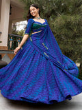 Elegant Navy Blue Printed Georgette Navratri Wear Lehenga Choli