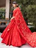 Radiant Red Printed Georgette Navratri Wear Lehenga Choli