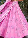 Pretty Light Pink Bandhej Print Georgette Navratri Wear Lehenga Choli