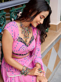 Pretty Light Pink Bandhej Print Georgette Navratri Wear Lehenga Choli