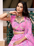 Pretty Light Pink Bandhej Print Georgette Navratri Wear Lehenga Choli