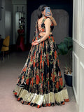 Radiant Orange Floral Printed Georgette Festival Wear Lehenga Choli