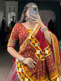 Awesome Mauve Kashmiri Print Tussar Silk Lehenga Choli With Dupatta