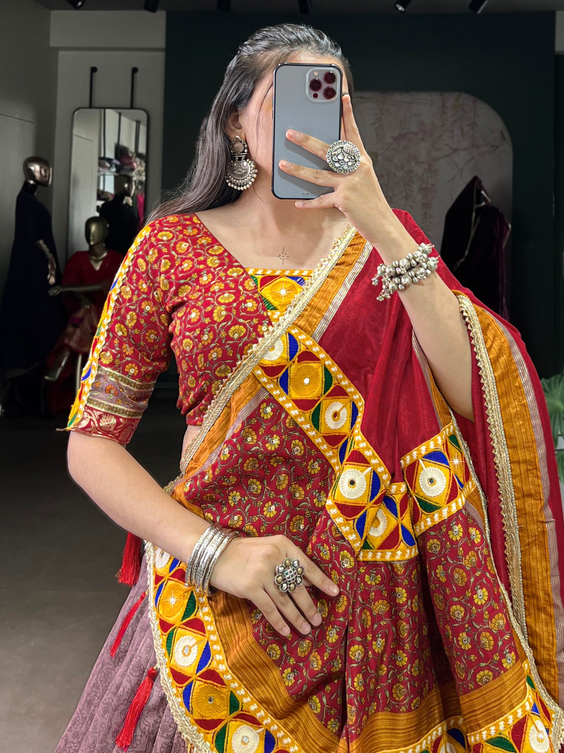 Awesome Mauve Kashmiri Print Tussar Silk Lehenga Choli With Dupatta