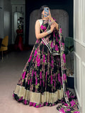 Enchanting Pink Floral Printed Georgette Festive Wear Lehenga Choli