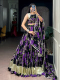 Graceful Purple Floral Printed Georgette Function Wear Lehenga Choli