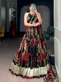 Charming Red Floral Printed Georgette Festive Wear Lehenga Choli