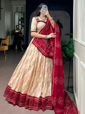 Charming Off White Gota Patti Silk Navratri Wear Lehenga Choli