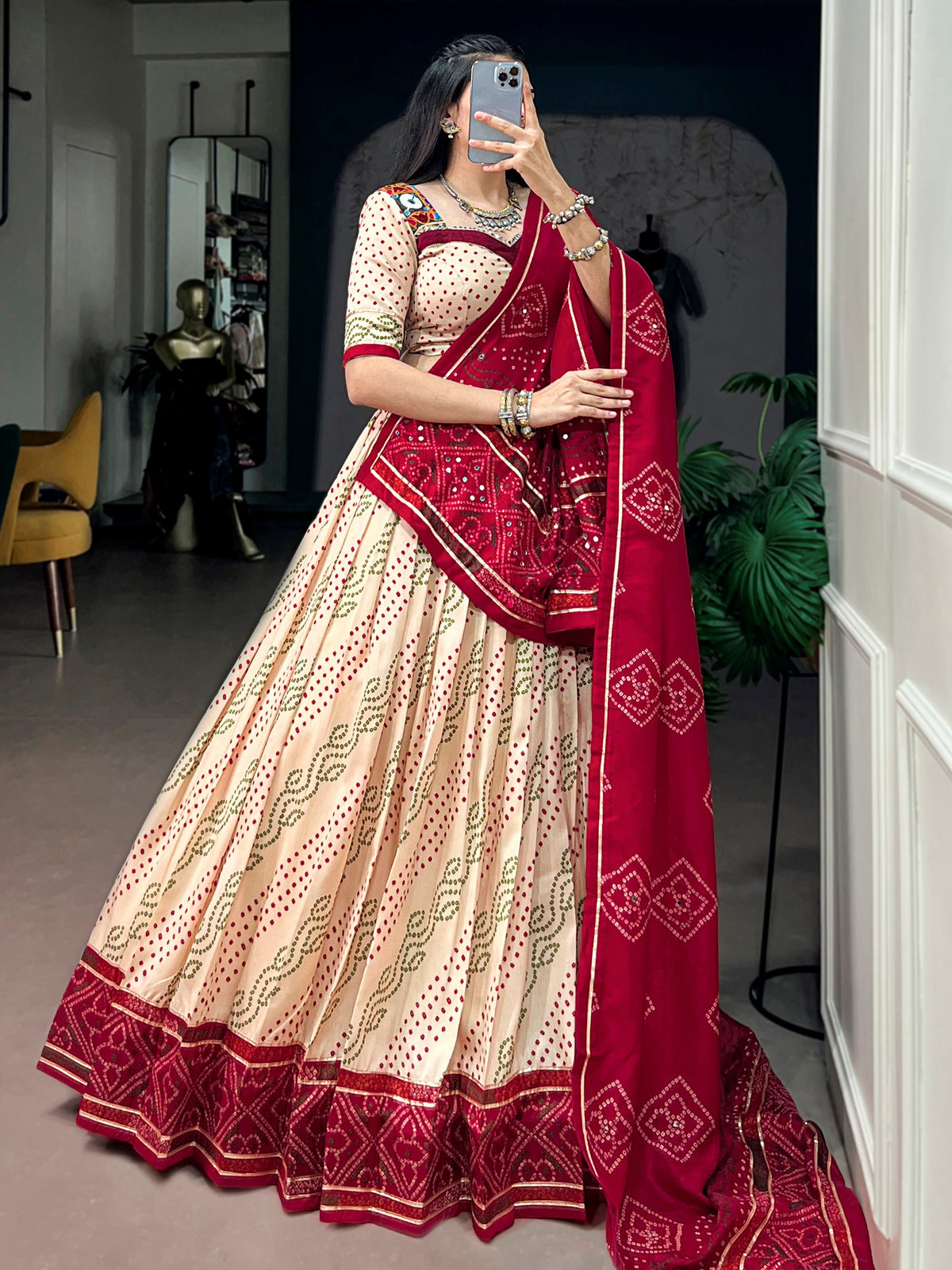 Charming Off White Gota Patti Silk Navratri Wear Lehenga Choli