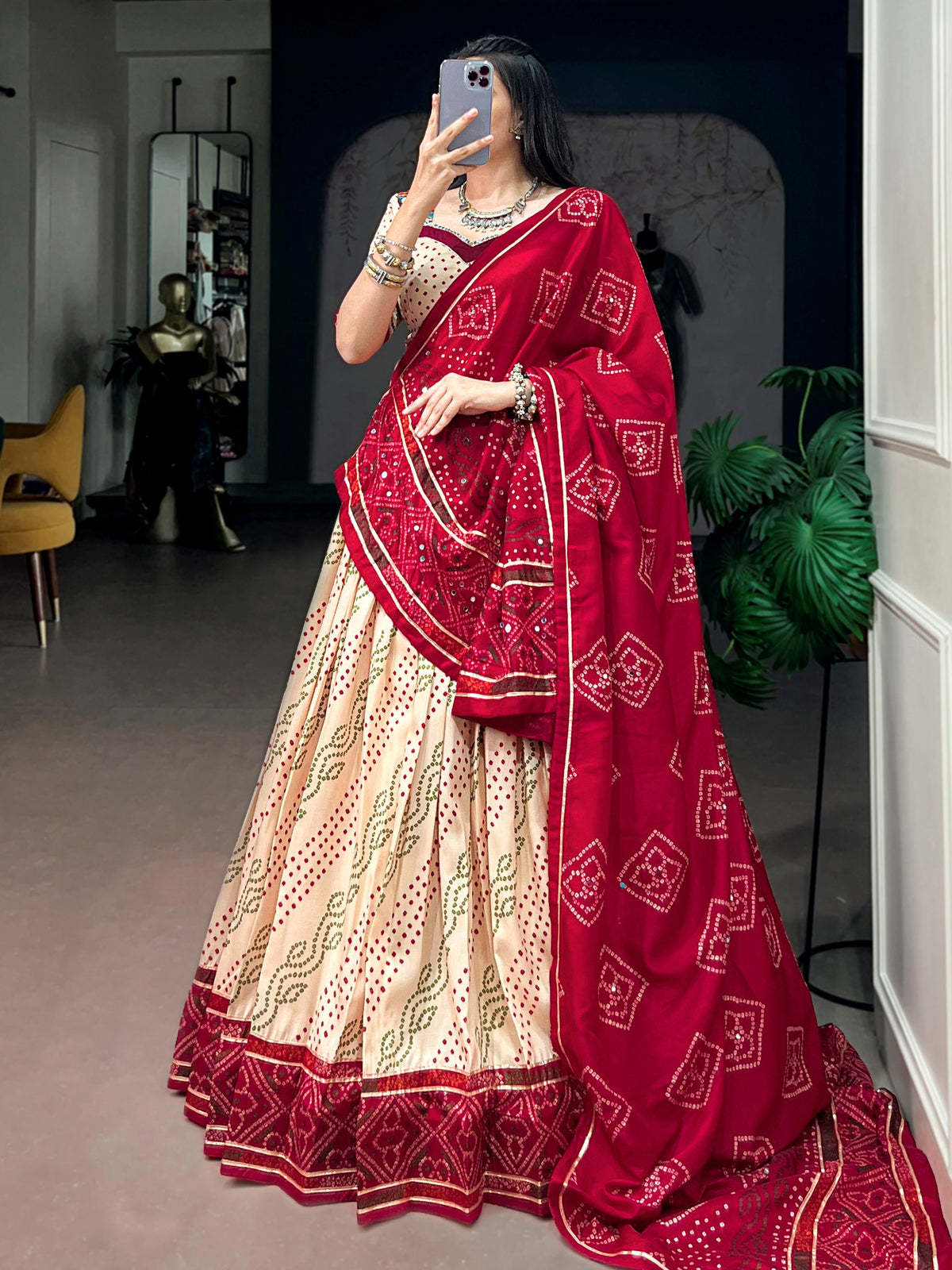 Charming Off White Gota Patti Silk Navratri Wear Lehenga Choli