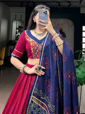 Alluring Pink Bandhej Print Silk Navratri Wear Lehenga Choli