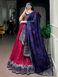 Alluring Pink Bandhej Print Silk Navratri Wear Lehenga Choli