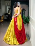 Majestic Yellow Gamthi Work Chanderi Navratri Wear Lehenga Choli