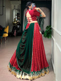 Great Red Foil Printed Georgette Navratri Wear Lehenga Choli With Dupatta