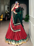 Great Red Foil Printed Georgette Navratri Wear Lehenga Choli With Dupatta