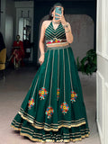 Glamorous Green Mirror Work Georgette Navratri Wear Lehenga Choli 