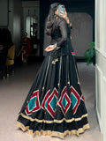 Lovable Black Printed Georgette Navratri Wear Lehenga Choli