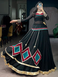 Lovable Black Printed Georgette Navratri Wear Lehenga Choli