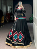 Lovable Black Printed Georgette Navratri Wear Lehenga Choli