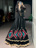 Lovable Black Printed Georgette Navratri Wear Lehenga Choli