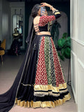 Striking Black Digital Printed Rayon Navratri Wear Lehenga Choli