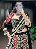 Striking Black Digital Printed Rayon Navratri Wear Lehenga Choli
