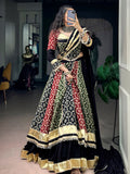 Striking Black Digital Printed Rayon Navratri Wear Lehenga Choli