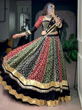 Striking Black Digital Printed Rayon Navratri Wear Lehenga Choli