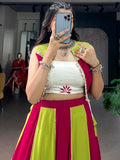 Pretty Multi-Color Gota Patti Rayon Navratri Wear Lehenga Choli With Koti