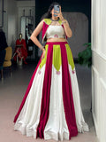 Pretty Multi-Color Gota Patti Rayon Navratri Wear Lehenga Choli With Koti