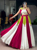 Pretty Multi-Color Gota Patti Rayon Navratri Wear Lehenga Choli With Koti