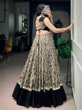 Sophisticated Black Digital Printed Cotton Navratri Wear Lehenga Choli