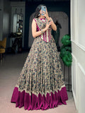 Alluring Wine Mirror Lace Work Cotton Navratri Wear Lehenga Choli