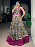 Alluring Wine Mirror Lace Work Cotton Navratri Wear Lehenga Choli