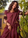 Radiant Maroon Zari Weaving Cotton Wedding Lehenga Choli With Dupatta