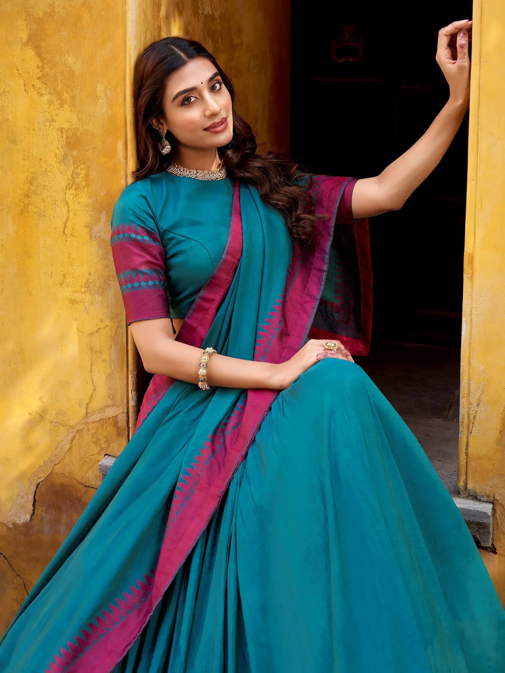 Charming Teal Blue Thread Work Chanderi Function Wear Lehenga Choli With Dupatta
