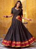 Attractive Black Zari Weaving Chanderi Event Wear Half Saree Lehenga