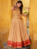 Incredible Cream Zari Weaving Chanderi Festival Wear Half Saree Lehenga