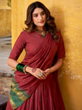 Fantastic Maroon Zari Weaving Chanderi Traditional Half Saree Lehenga