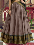 Classic Brown Zari Woven Cotton Festival Wear Lehenga Choli