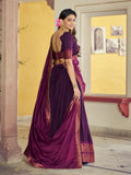 Regal Purple Zari Woven Cotton Festival Wear Lehenga Choli With Blouse