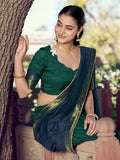 Heritage Green Zari Woven Cotton Festival Wear Half Saree Lehenga
