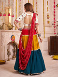 Stunning Multi-Color Cotton Lace Work Festive Wear Lehenga Choli With Dupatta
