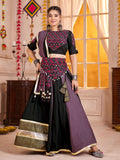 Precious Black Cotton Navratri Wear Lehenga With Kutchi Patch Work Choli