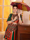 Super Multi-Color Cotton Navratri Special Lehenga With Kutchi Patch Work Blouse