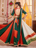 Super Multi-Color Cotton Navratri Special Lehenga With Kutchi Patch Work Blouse