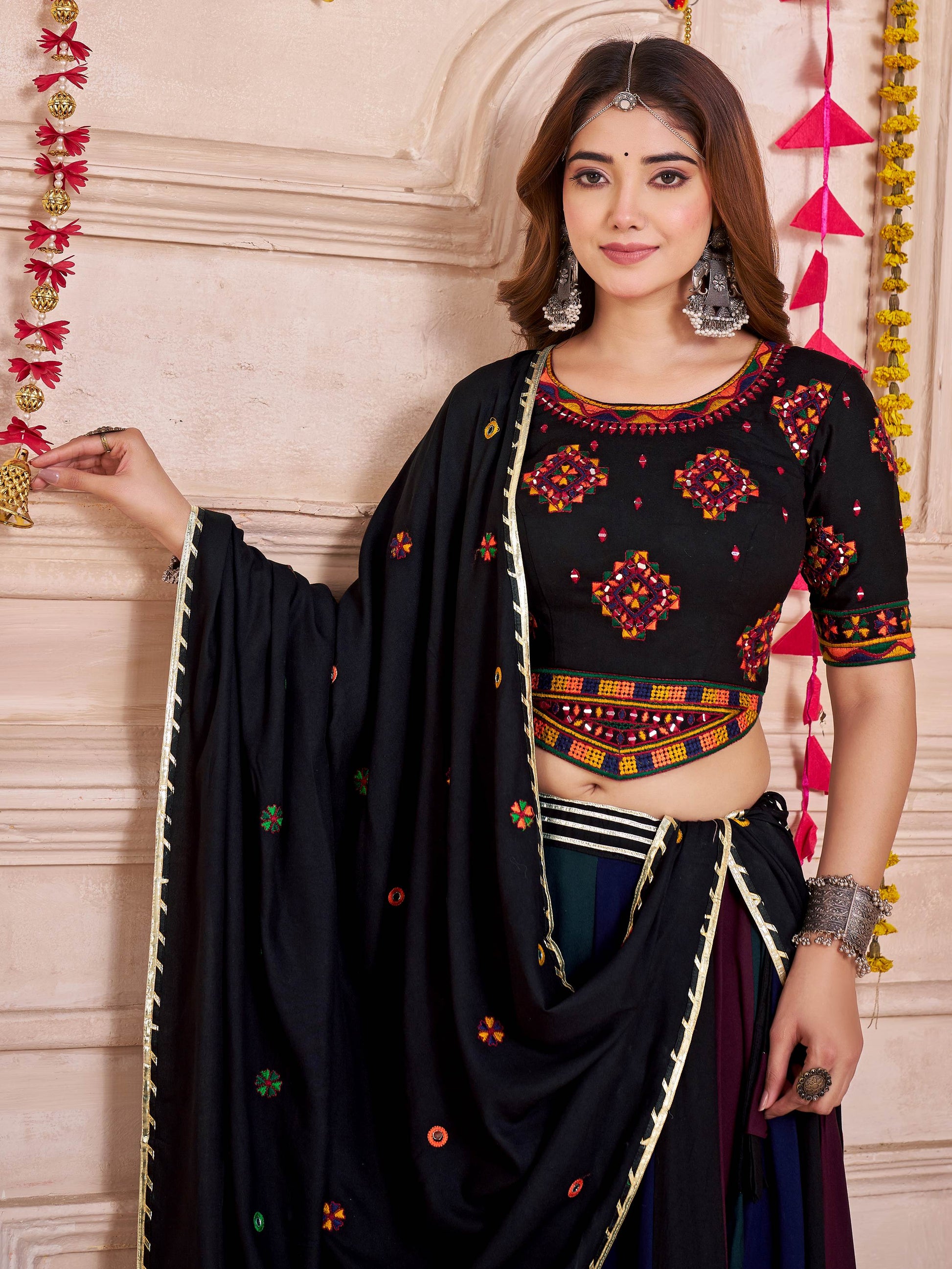 Marvelous Multi-Color Cotton Lehenga With Multi Thread Work Blouse