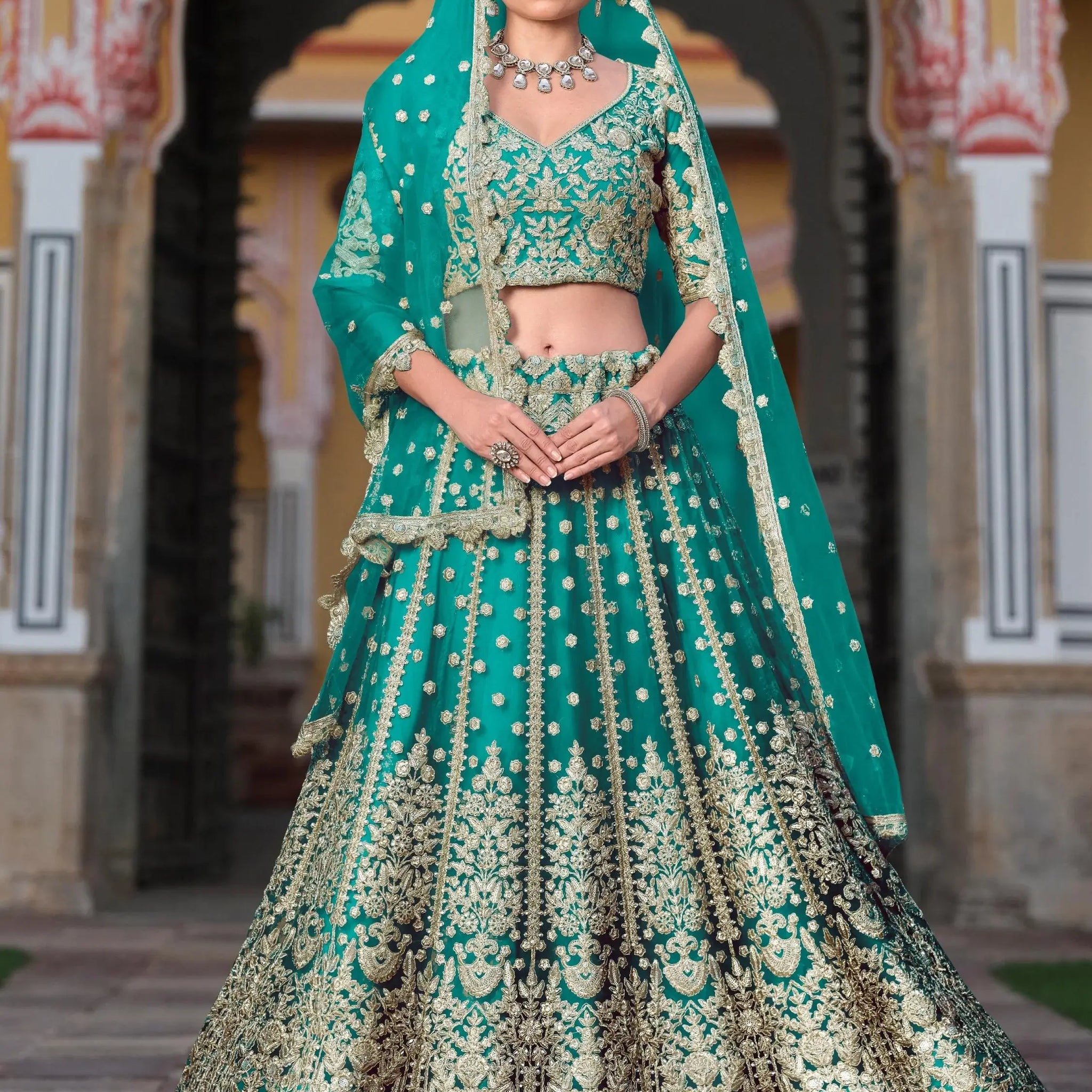 Classy Sea Green Sequins Embroidery Net Bridesmaid Lehenga Choli